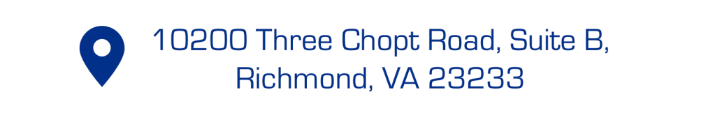 Location icon with address: 10200 Three Chopt Road, Suite B, Richmond, VA 23233